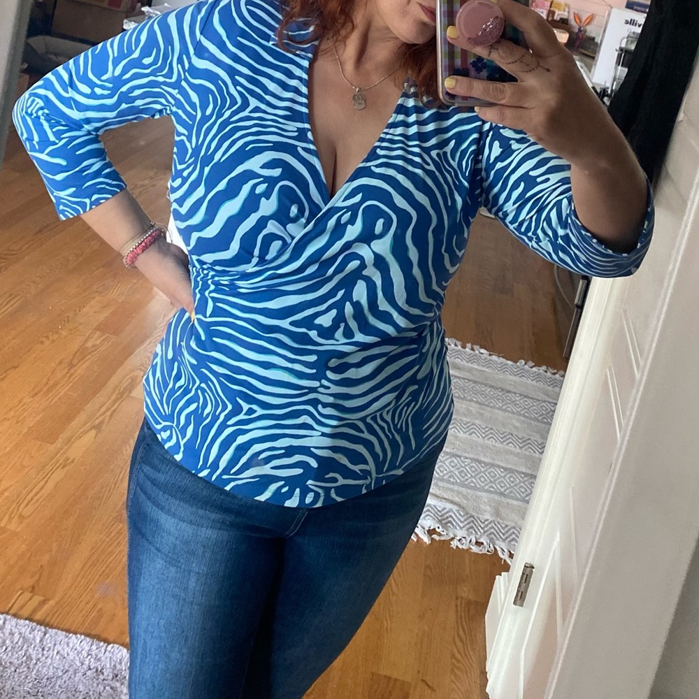 J. McLaughlin long sleeve shirt zebra print animal print top